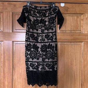 Express Black and Nude Bodycon Cocktail Dress